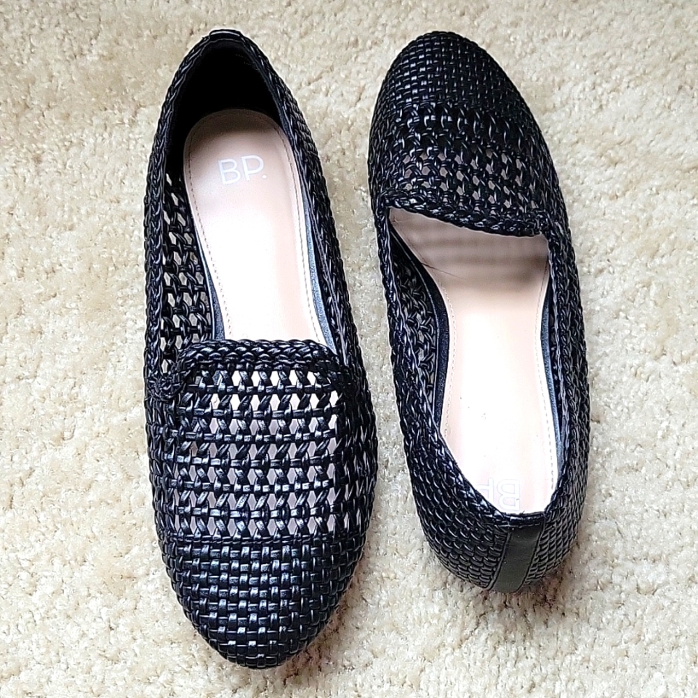bp Black Woven Loafers